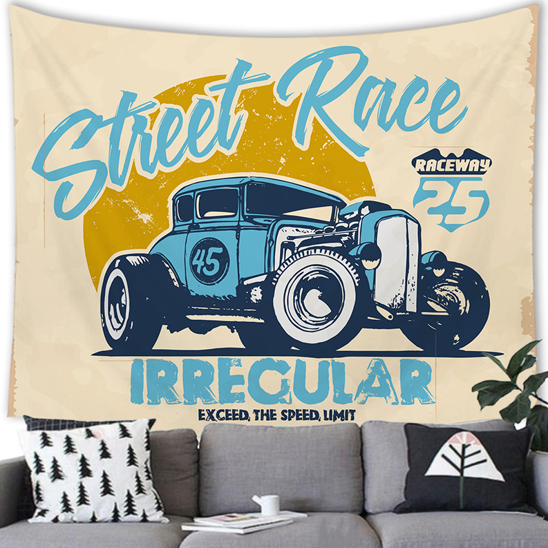 Cross-border supply of American retro car repair shop peach skin velvet wall hanging factory supply to figure G196