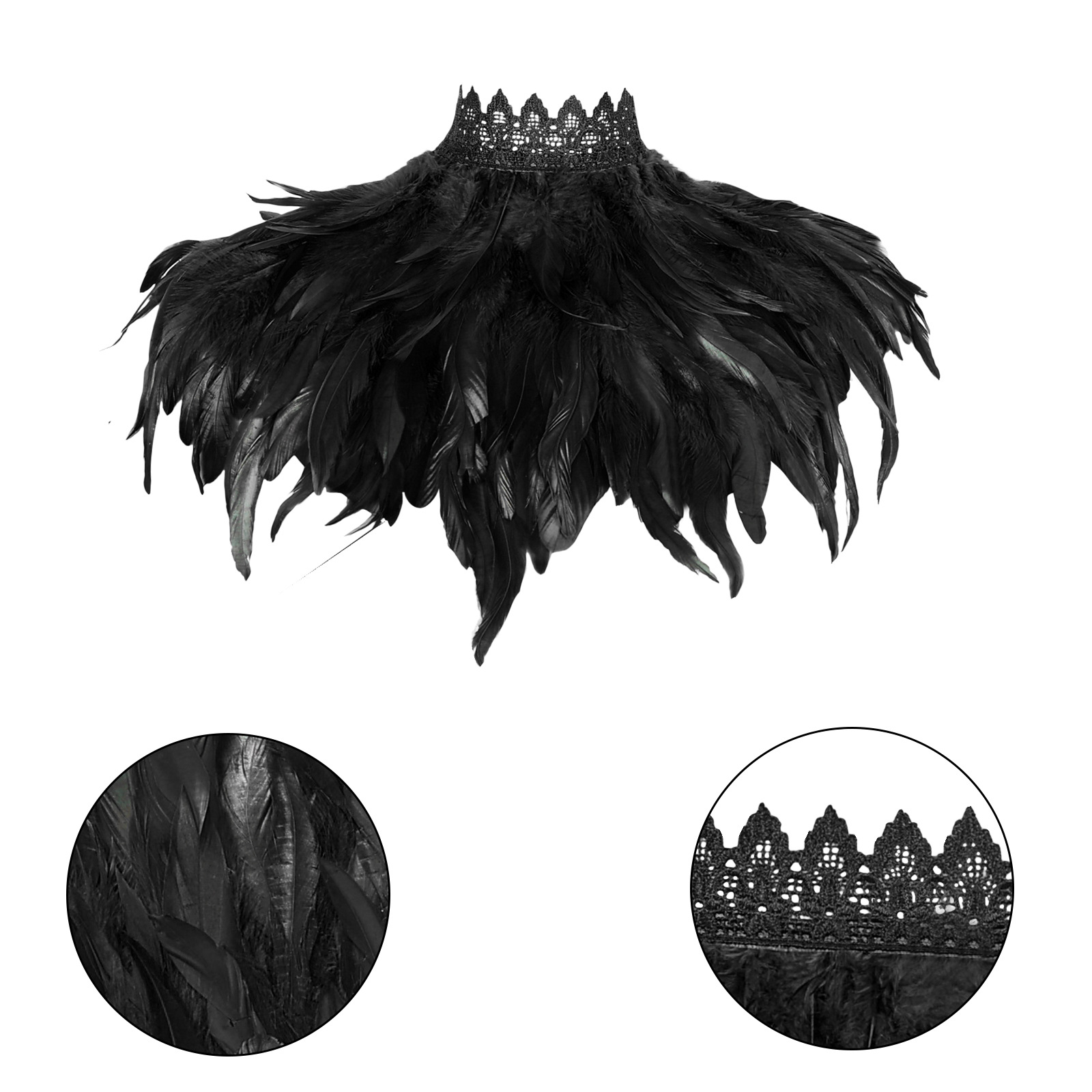 Gothic feather lace shawl cape cross-border festival party dance performance decoration factory direct sales Europe and the United States