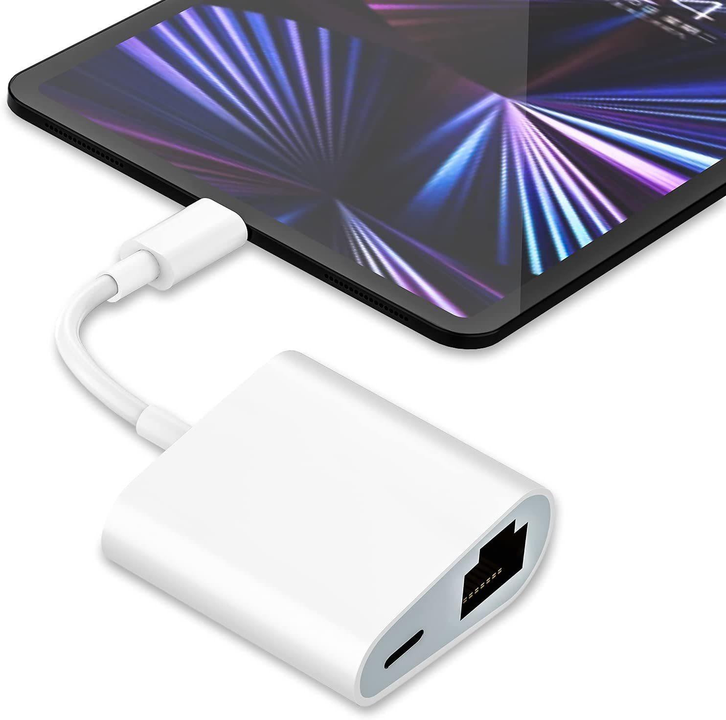 lightning to rj45 network card connector suitable for Apple mobile phone connection network with power supply cable