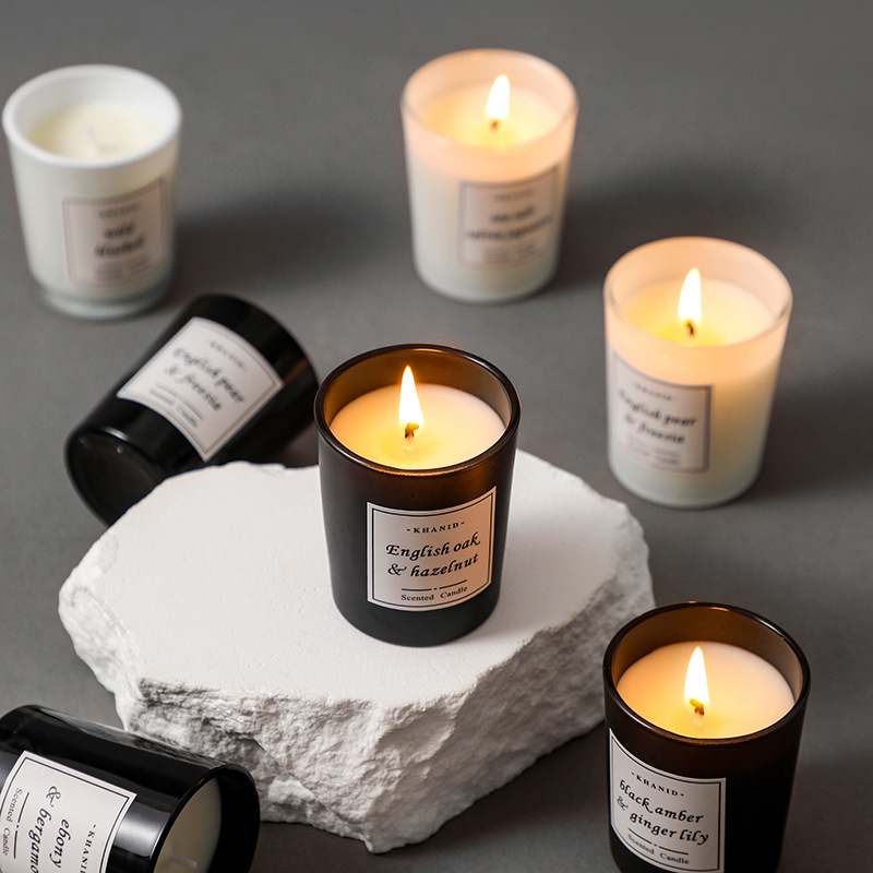 Factory direct supply home niche two-color glass aromatherapy candle fragrance bean wax hand gift 50g decoration