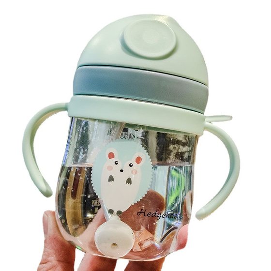 2021 straw children's water Cup infant handle drinking cup with gravity ball PC material plastic water Cup