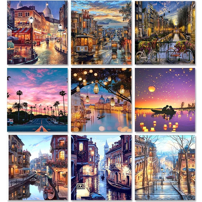 5D diamond cross stitch landscape Diamond painting diy stick diamond embroidery figure brick and stone painting point diamond painting