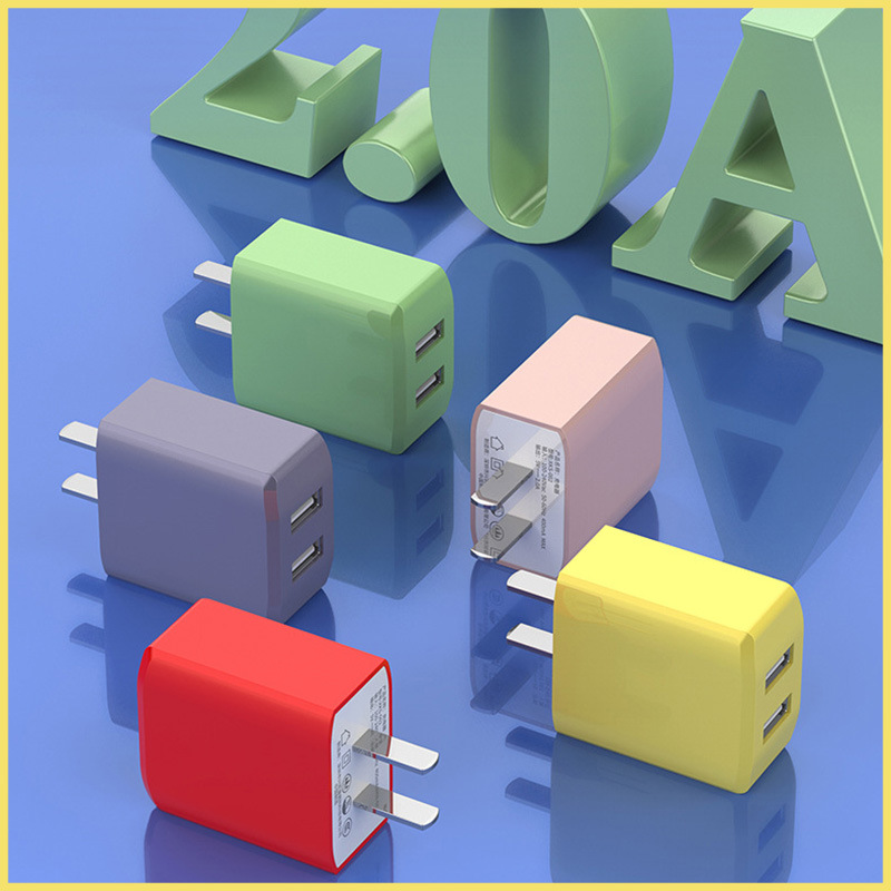 3C certified macaron color 2A adapter mobile phone charger for Apple Android USB dual-port fast charging head