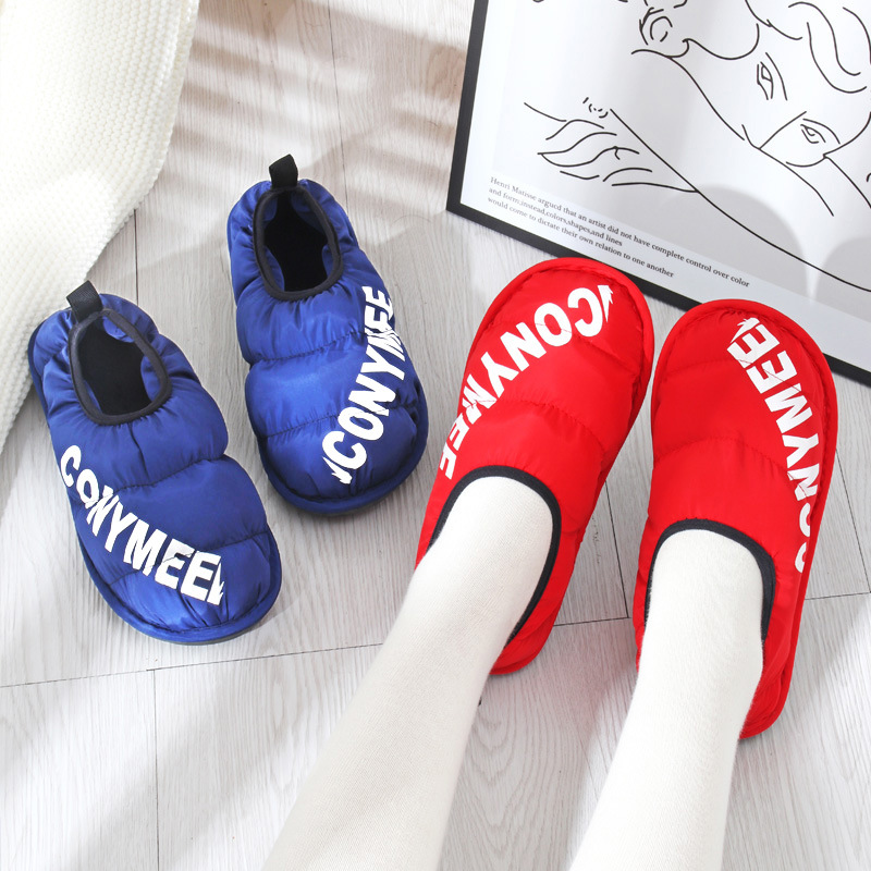 High-top Cotton Slippers Women's Autumn and Winter Thickened Warm Home Use Silent Non-slip Indoor Bag Heel Shoe with Down Shit