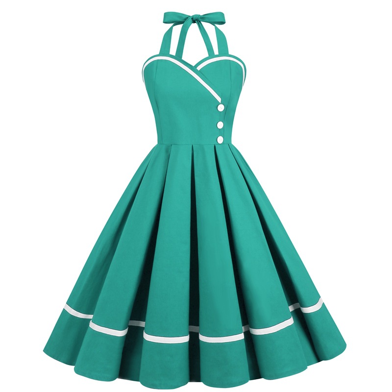 Cross-border exclusive Amazon European and American retro stitching waist swing 50s dress pettiskirt 8021