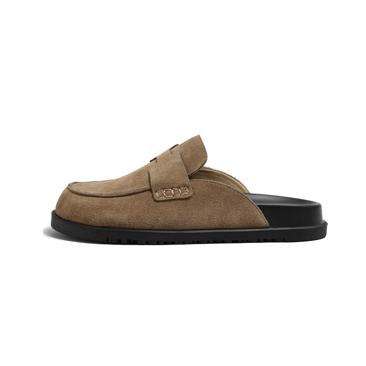 Genuine Leather Second Uncle Bocken Shoes Women's Baotou Half Slippers 2025 New Spring and Summer Outer Wear Soft-soled Thick Sole Lazy Shoes
