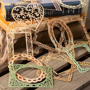 Beautiful day material paper space-time lovers series hollow lace border material decoration backing stickers 6