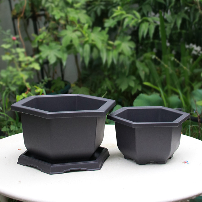 Wholesale generation hair imitation purple sand flower pot plastic thickened hexagonal orchid flower pot rectangular bonsai pot fleshy flower pot
