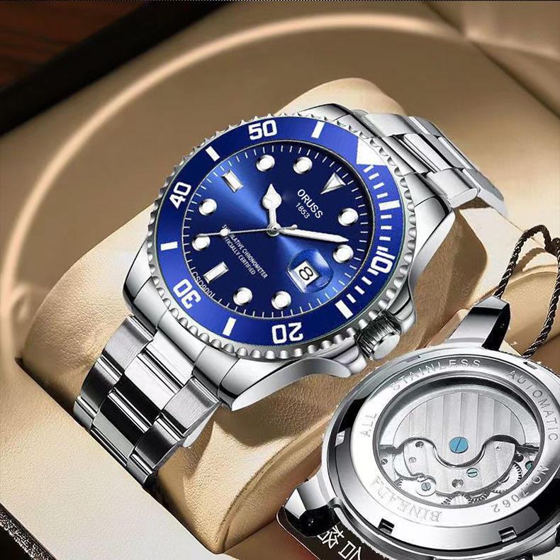 Foreign trade generation watch men's automatic non-mechanical watch waterproof luminous business trend transparent bottom Tourbillon wrist watch