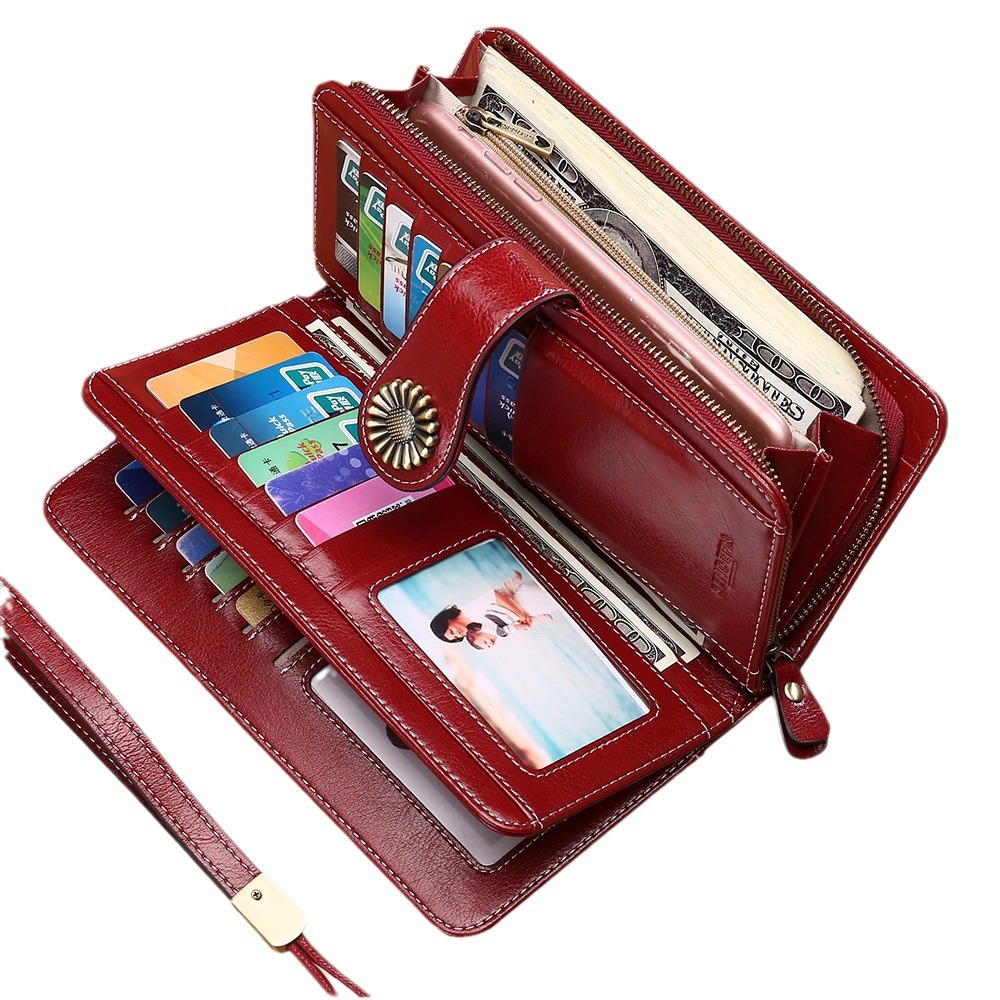 RFID wallet European and American wallet women's long zipper leather women's wallet wallet large capacity clutch