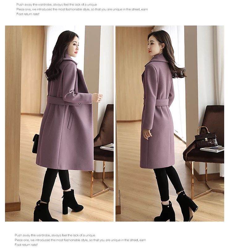 Giacca da abito in lana in stile coreano da donna di media lunghezza 2023 Nuovo cappotto di lana snellente aderente da donna autunno e inverno_voghion.com