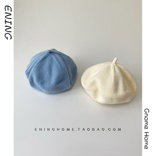 ins Korean-style Baby Bailey Hat Spring Autumn Winter Knitted Wool Warm Boys and Girls Baby Painter Hat
