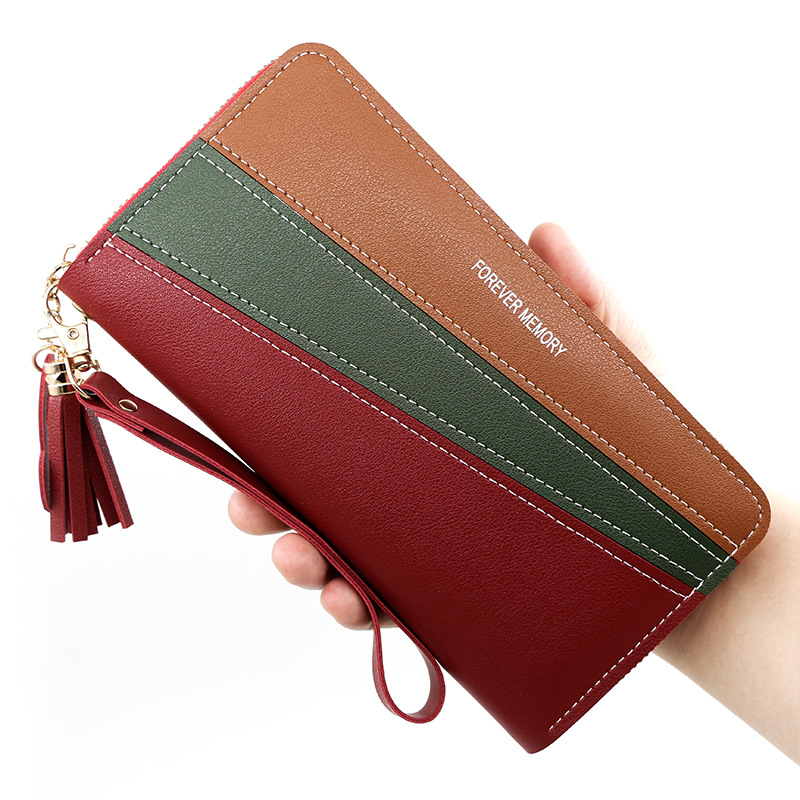 Women's Korean-style simple wallet long zipper wallet leather color matching fashion coin purse card holder handbag