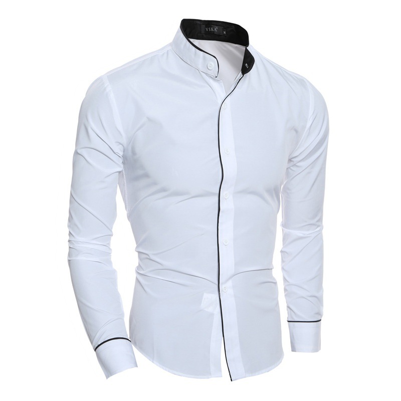 Casual Youth Spring and Autumn Outdoor Solid Color Casual Long Sleeve Simple Korean Style Slim-fit Suit Base Shirt Tight Shirt
