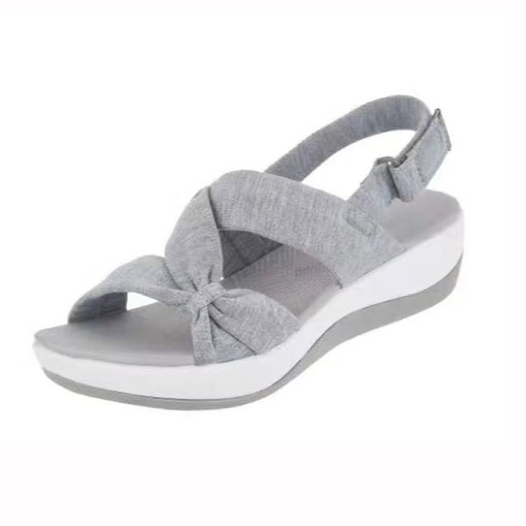 Foreign trade shoes cross-border 2024 Summer European and American wedge Velcro peep toe muffin Cross women's sandals in stock women's shoes