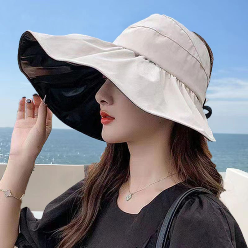 New summer hat women's fashion empty top sun protection hat UV protection cool hat portable foldable outdoor sun hat