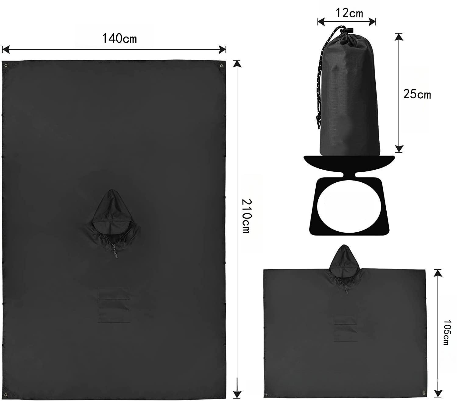 Tianmu Multifunctional Three-in-One Outdoor Square Poncho Foreign Trade Climbing Walking Cloak Raincoat Riding Adult