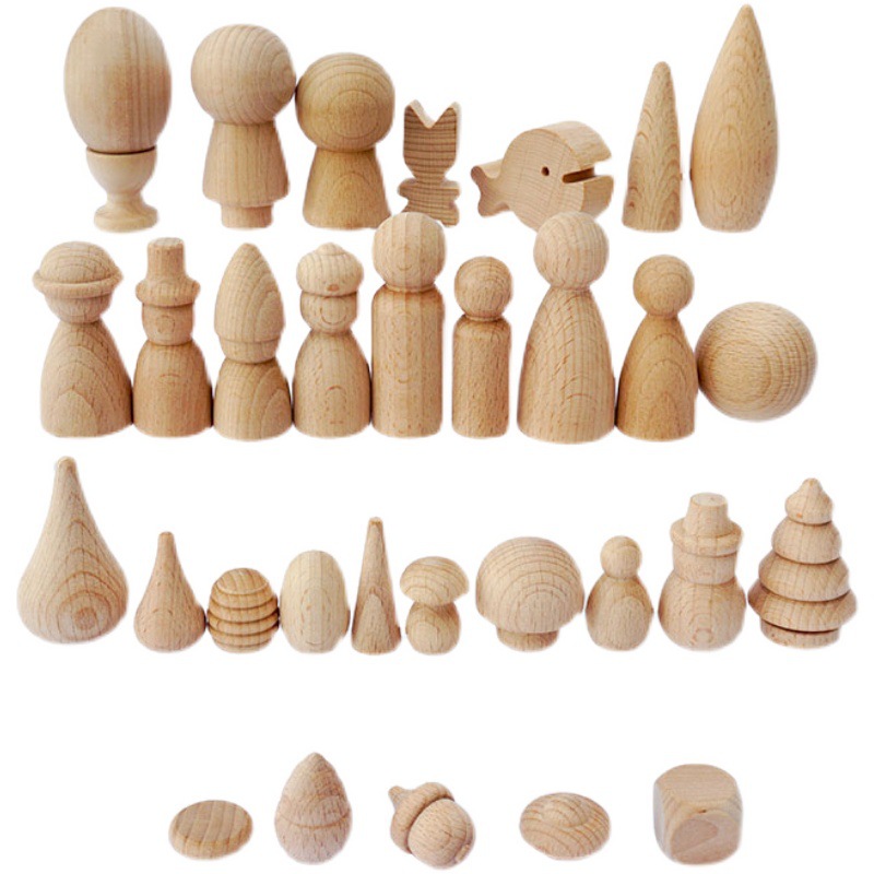 Solid Wood Beech Shape Building Blocks Essential Oil Expanding Fragrant Wood Log White Embryo Paintable Handmade Graffiti Decoration