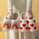 Cross-border Mushroom Explosions Winter Smiley Peach Cotton Slippers Women Wholesale Indoor Home Rainbow Plush Warm Slippers