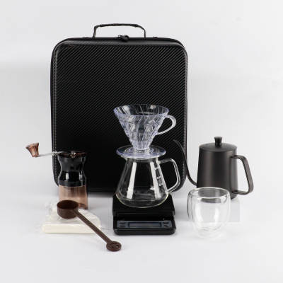 Wholesale hand coffee set combination hand grinder filter cup filter paper electronic scale sharing pot combination gift box