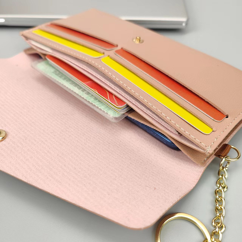 New Portable Women's Long Wallet Women's Hand Wallet Multi-Card Snaps Fashion Mobile Phone Bag Solid Color All-Match_voghion.com