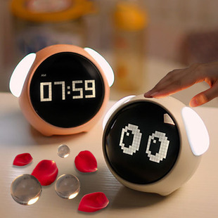 Children's expression alarm clock night light creative electronic alarm charging electronic clock led digital sleep wake up light