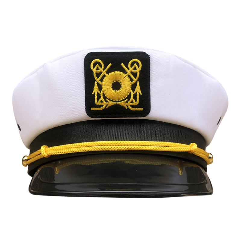 クロスボーダーの白い刺繍の海軍の帽子の対外貿易の欧米の平頂の軍の帽子のcosの役はパーティーの水の手の帽子の卸売りを演じます。|undefined
