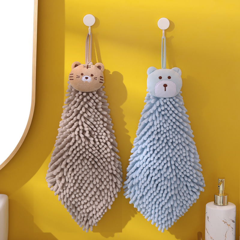 ins Cute Chenille Wipe Hand Towel Thickened Extra Large Soft Quick-drying Water Absorbent Hanging Style Kitchen Bathroom Handball Wipe