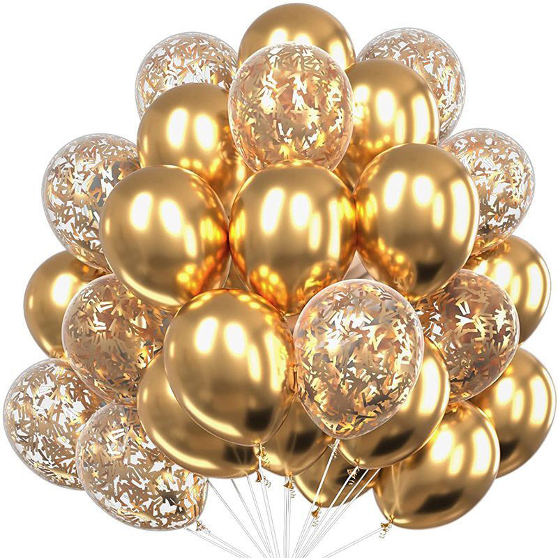 Amazon 12-inch Gold Long Sequin Paper Balloon suit Birthday Party Scene Layout Balloons