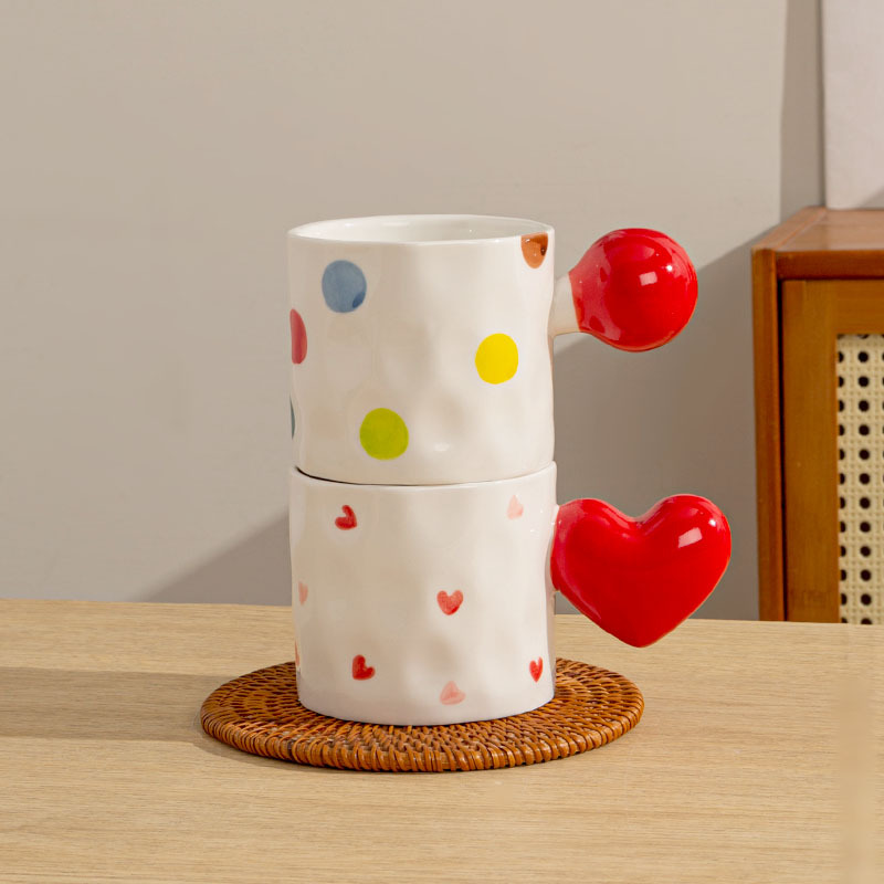 Nordic Love Mug Cute High-value Water Cup Home Creative Breakfast Milk Cup Coffee Cup Accompanying Gift