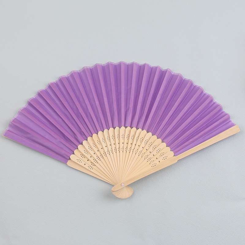 Plain cloth fan 7-inch folding fan polyester bamboo fan advertising fan style variety solid color printed logo silk lettering