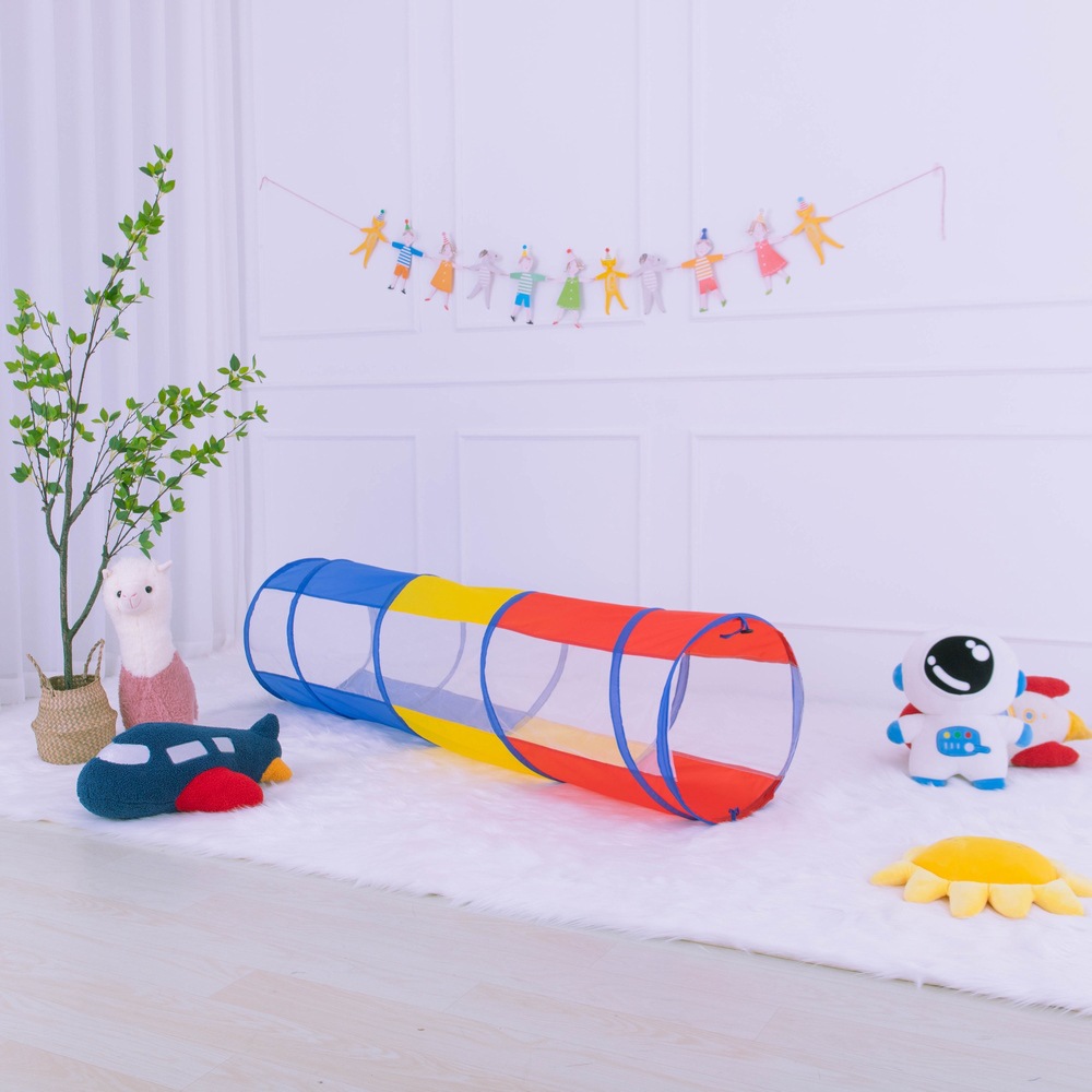 Indoor 1.8 m channel baby drill hole toy baby crawling three-color stitching 50cm diameter children's tunnel tube