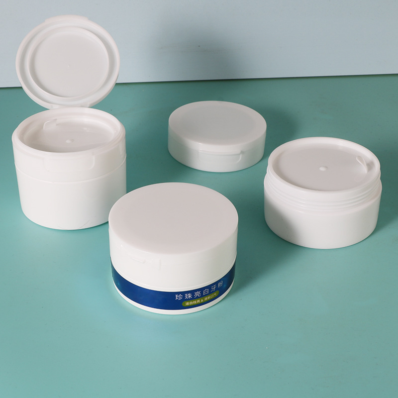 100g tooth powder box 50g round flip pp tooth powder jar tooth powder jar 50ml explosive plastic white with spoon