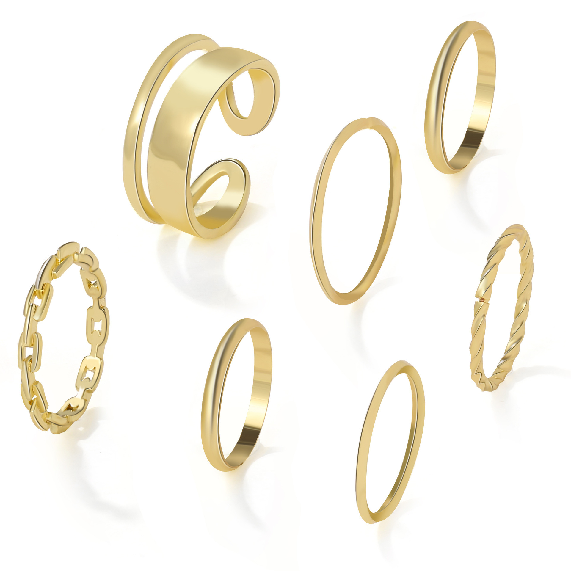 欧美跨境热销金属关节戒指创意简约ins风戒指组合套装7件套rings