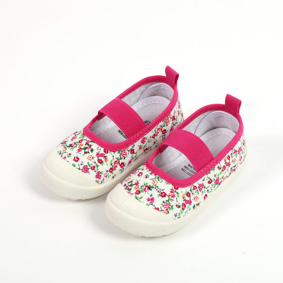 Nanlu manufacturers children's shoes wholesale 2024 children's canvas shoes shallow mouth shoes elastic broken flowers square mouth women's shoes