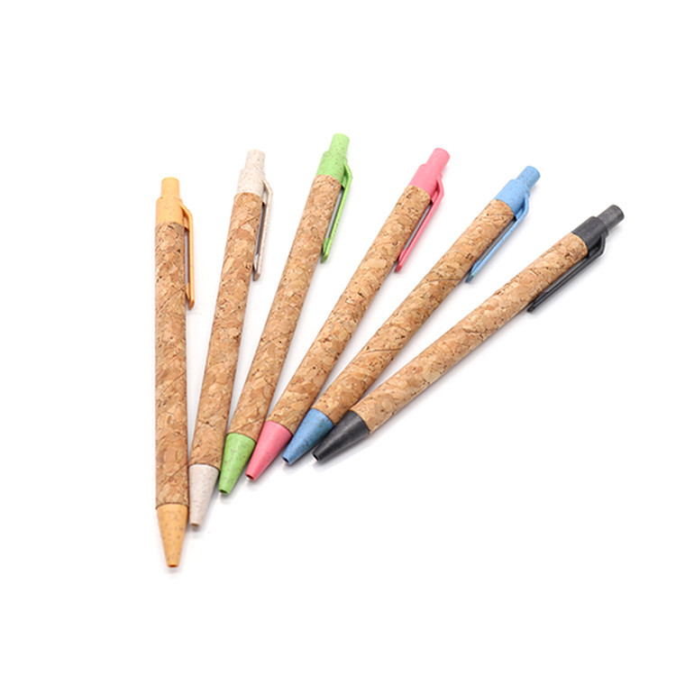 New in stock environmental protection cork tube ballpoint pen paper tube environmental protection pen printing advertising logo wheat straw material pen