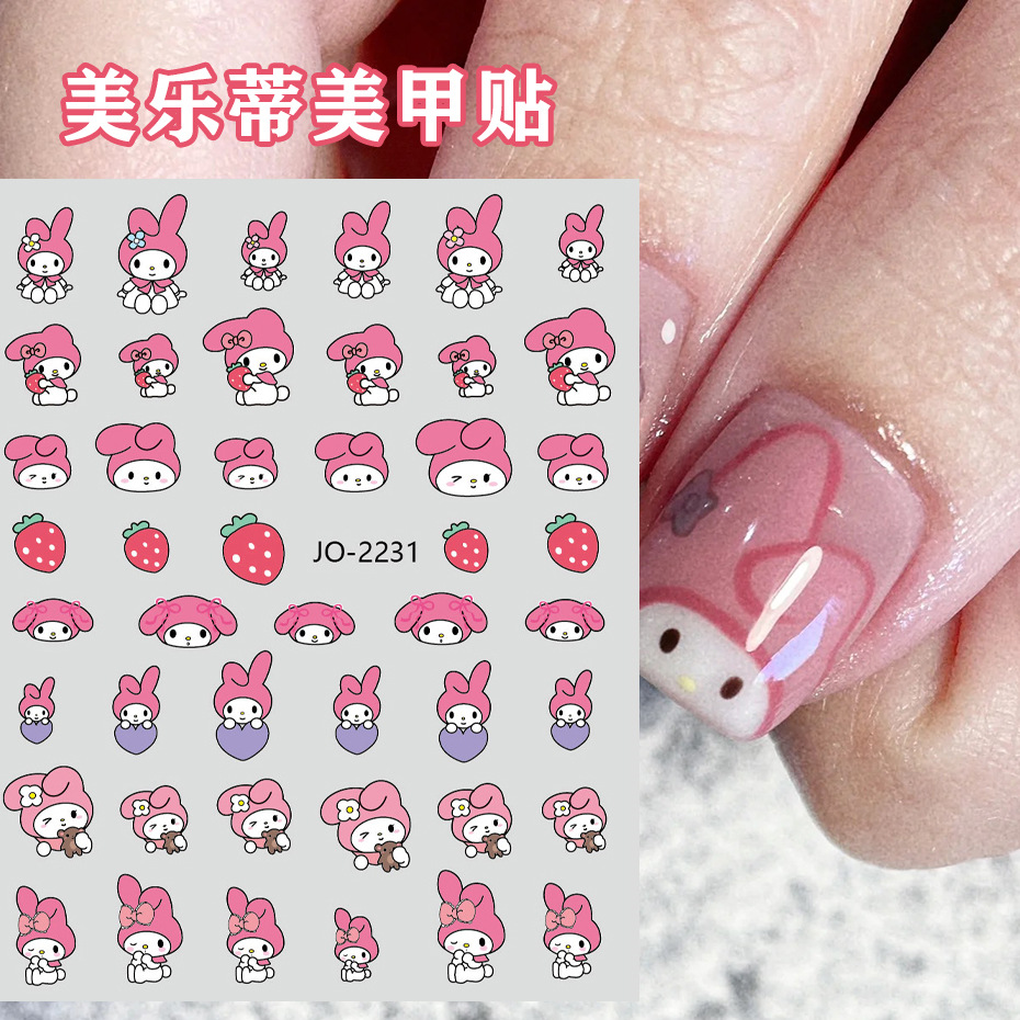 Cute cartoon nail stickers wholesale Jade dog melody kulomi rabbit sheep a sheep back glue nail stickers