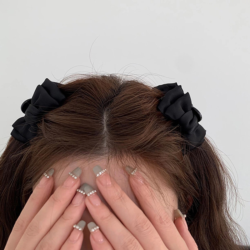 Black bow Princess head clip small size female side forehead bangs hairpin headdress Internet celebrity 2023 New