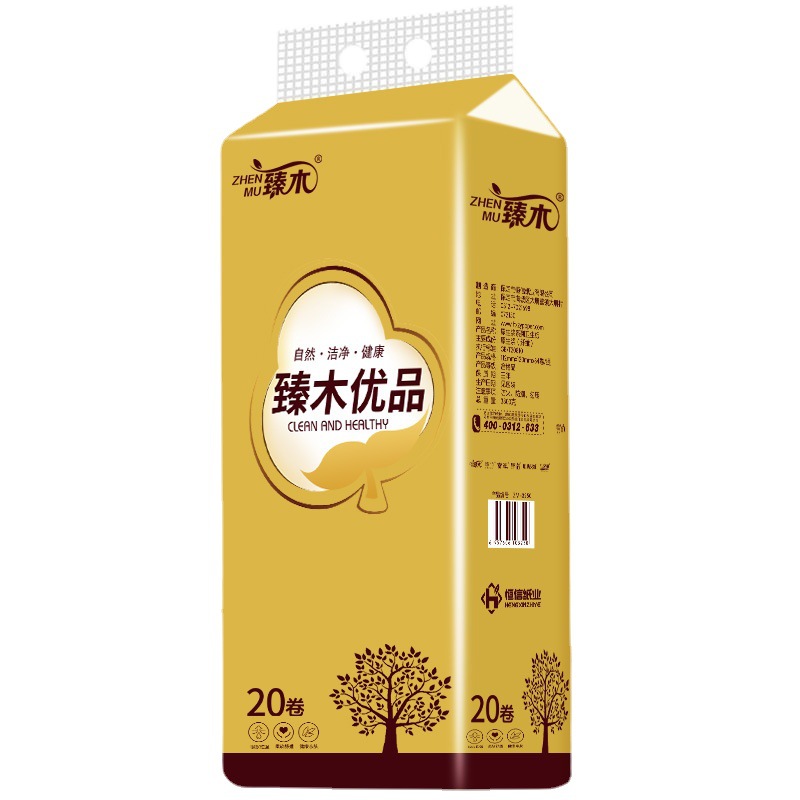 Zhen Mu Gold Pack 7 Jin 84 Roll Log Roll Paper White Household Huge Pack Toilet Paper Wholesale Large Roll Toilet Paper for Hair