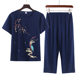 Middle-aged Pajamas Women's Summer Cotton and Linen Short-sleeved Two-piece Summer Simple Breathable Top Pants Outer Wear Home Clothes