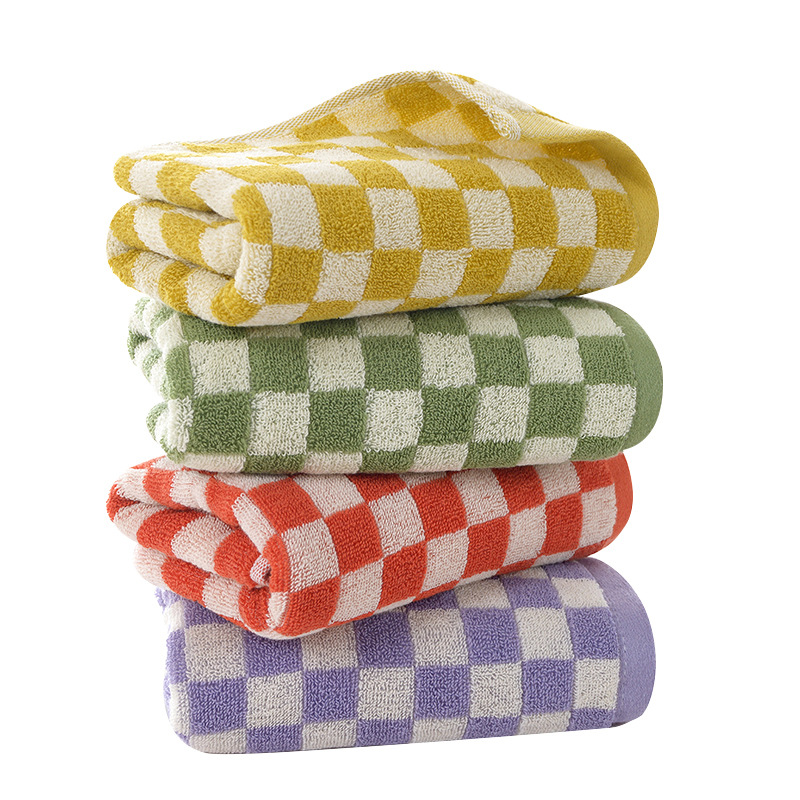 [Checkerboard towel] cotton absorbent cotton face towel soft absorbent lint manufacturers wholesale foreign trade