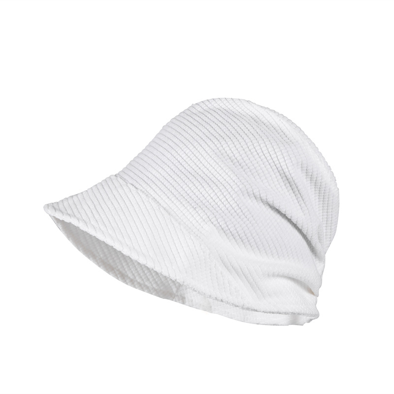 Fisherman hat women's autumn plain face-covering bucket hat corduroy face-looking small all-match Japanese Harajuku basin hat short brim