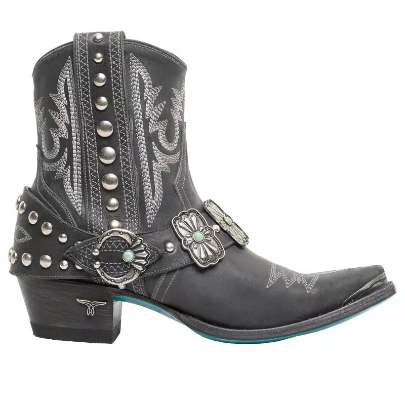 Factory cross-border foreign trade European and American men's and women's shoes leather boots side zipper Martin boots mid heel plus size Chelsea wholesale