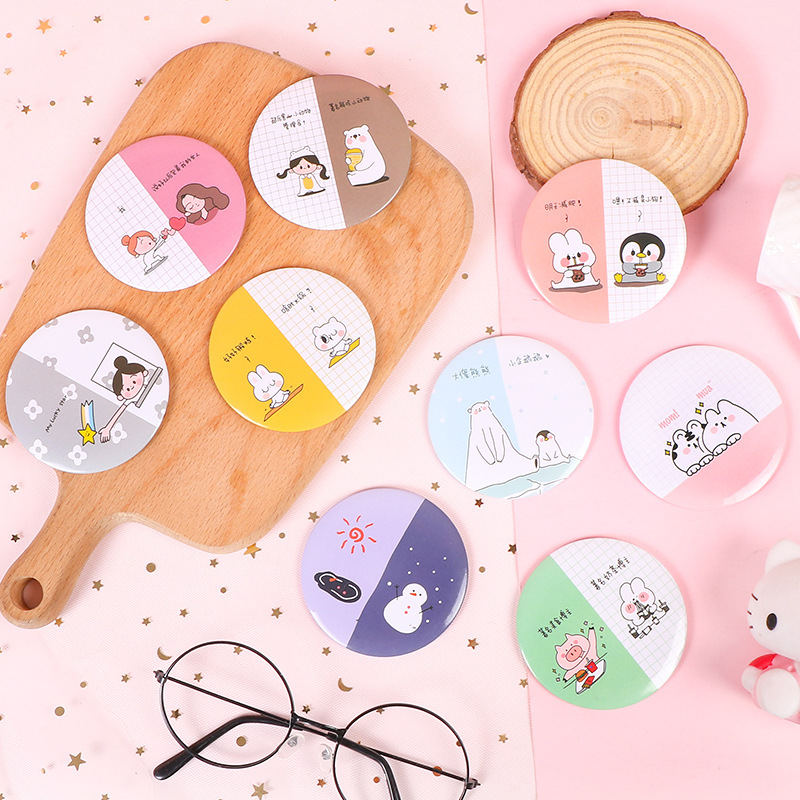 Tinplate small gift mirror Korean sweet cute small mirror portable mirror wholesale makeup mirror can add LOGO