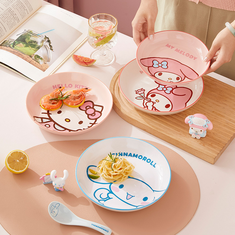Manchaojia Sanrio bowl dish household dish 7-inch Cute ceramic high-looking tableware birthday wedding gift