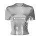 European and American women's 2023 summer new fashion round neck short sleeve slim solid color trendy personality top cross-border wholesale