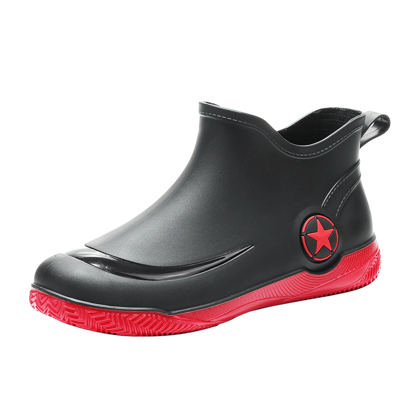 Fashion short tube men's rain shoes low non-slip waterproof shoes casual shallow mouth rain boots popular water shoes flat rubber shoes wholesale