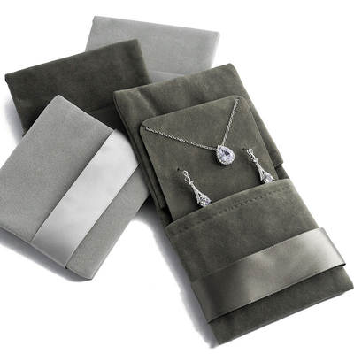 New Jewelry Bag Velvet Bag Buddha Beads Gift Jewelry Bag Grey Laminated Ribbon Velvet Knitted Jewelry Bag