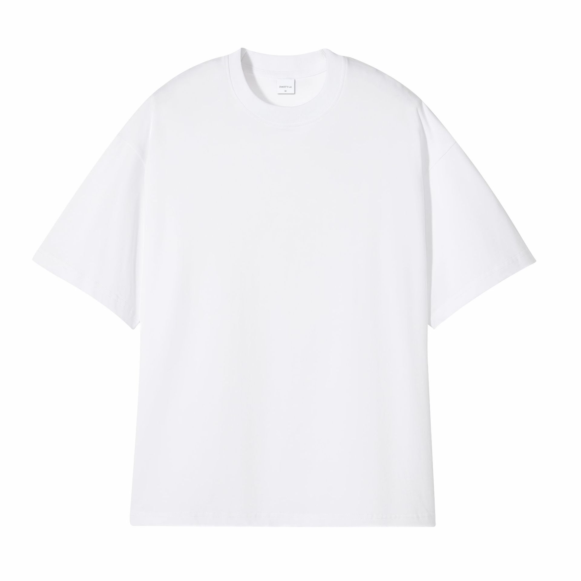 Spring and Summer New 245g Heavy Weight Double Yarn Pure Cotton Shoulder Short Sleeve Women's Japanese Style Fashionable Brand Loose Large Version Half Sleeve T-shirt