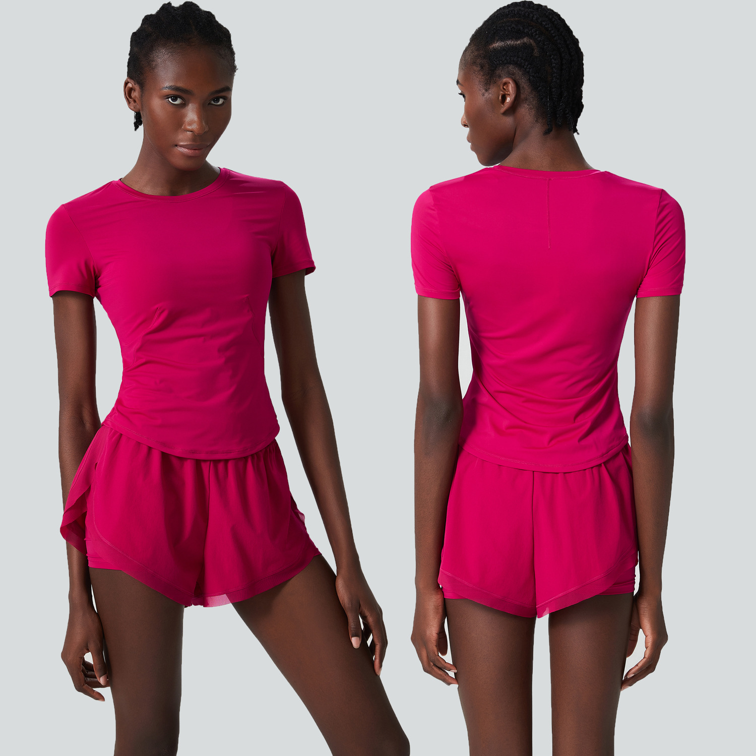 Cross-border Ice Skin Summer Sportswear Suit Women's Large Size Quick-drying Two-piece Fitness Yoga Suit Suit